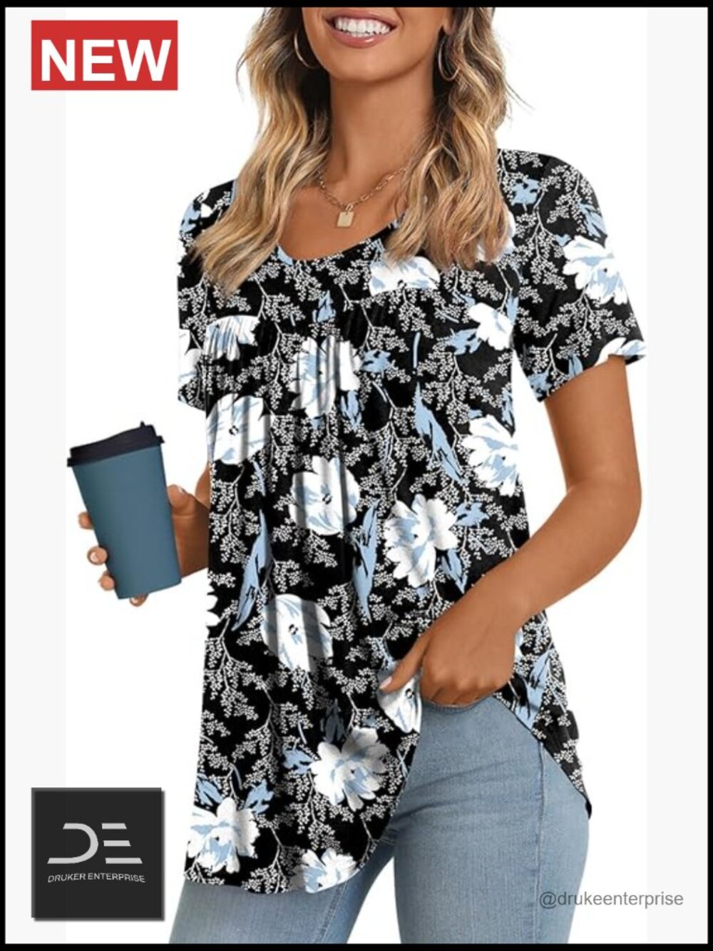 Soft Rayon Spandex Tunic Top Short Sleeve Casual Blouse